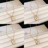 Simple Gold Zircon Letter Pendant Necklace For Women And Casual Wear