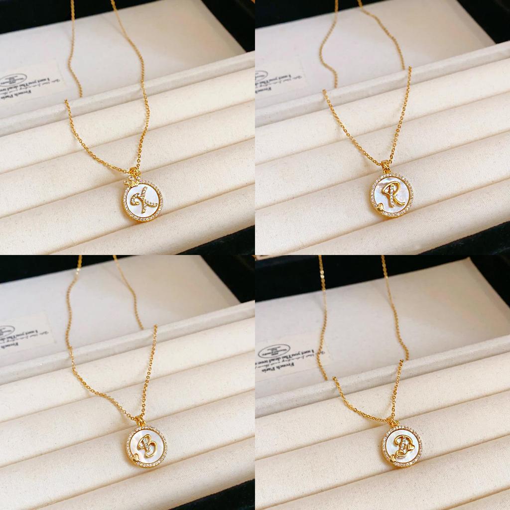 Simple Gold Zircon Letter Pendant Necklace For Women And Casual Wear