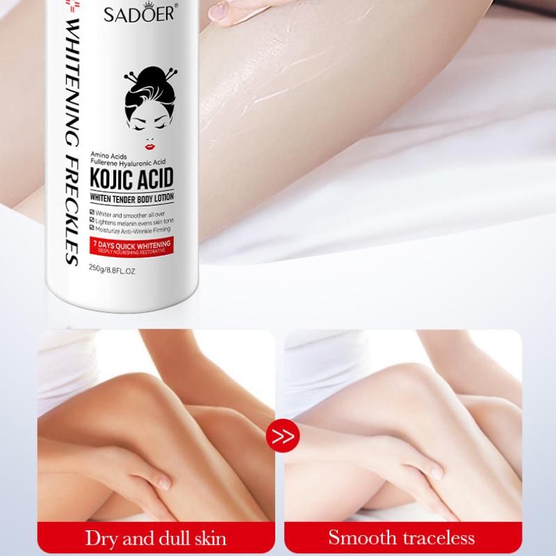 Kojicsyre Whitening Body Lotion 250gSADOER Fuktighetsgivende Oppstrammende Foryngende Body Lotion