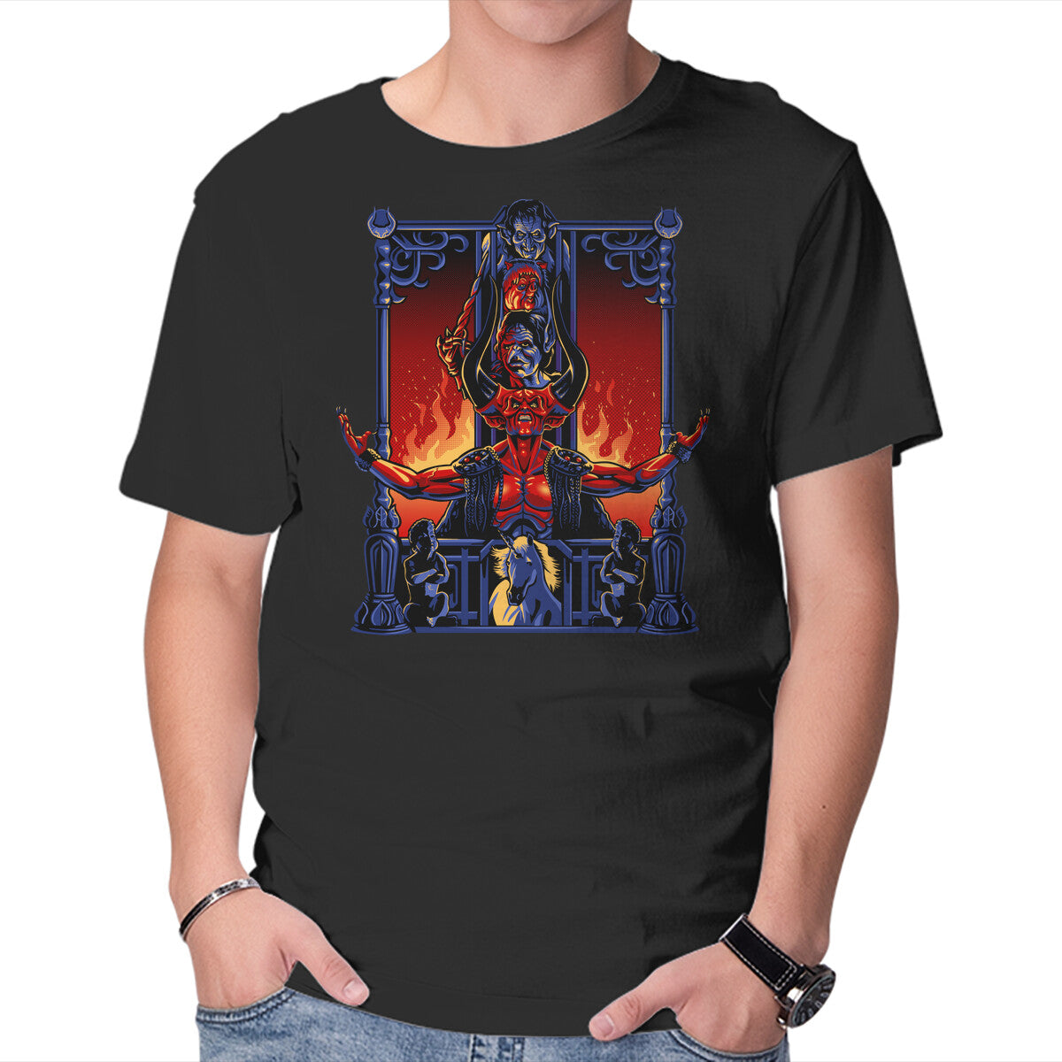 Unisex Crew Neck T-Shirt Enter The Darkness Graphic Short Sleeve Casual Tee XXL