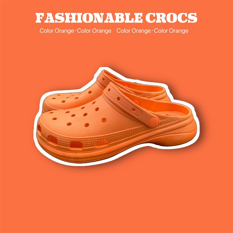 Thick-soled hole shoes women wear outside in summer muffin bottom bag head half drag non-slip fashion heightening beach cool slippers