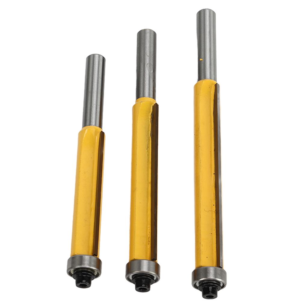 3 Stück Bündigfräser Wolframstahllegierung Professionelles Bündigfräser-Set mit geradem Lager mit 8mm Schaft für