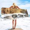 Toalla de Playa Lobo, Toalla de Baño de Microfibra de Gran Tamaño, Toalla de Baño de Playa de Secado Rápido Libre de Arena para Viajes Camping Natación Yoga Deportes