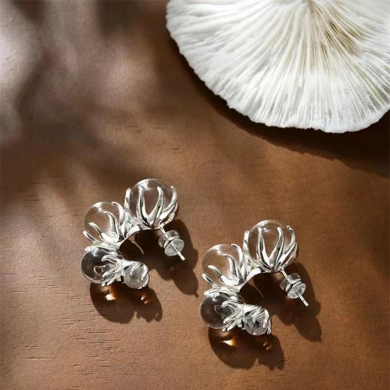 1 Pair Design Fantastic Earrings Ice Permeating Beaded Unique Earrings for Women Personality Earring Exquisite Minimalist