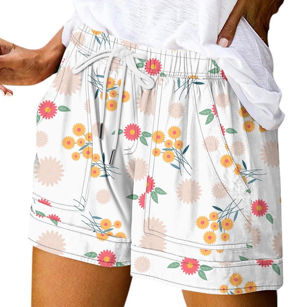Damen Casual Sommer Elastische Strandshorts Print Casual Shorts