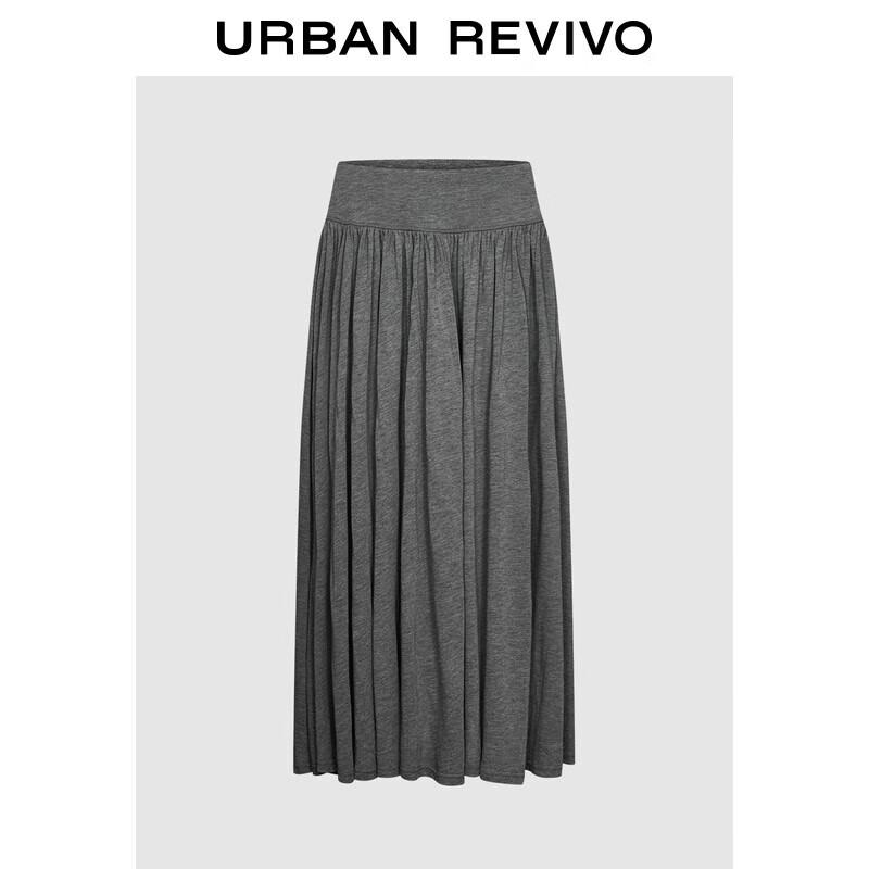 UR 2025 Autumn Women s Pleated A-Line Maxi Skirt M