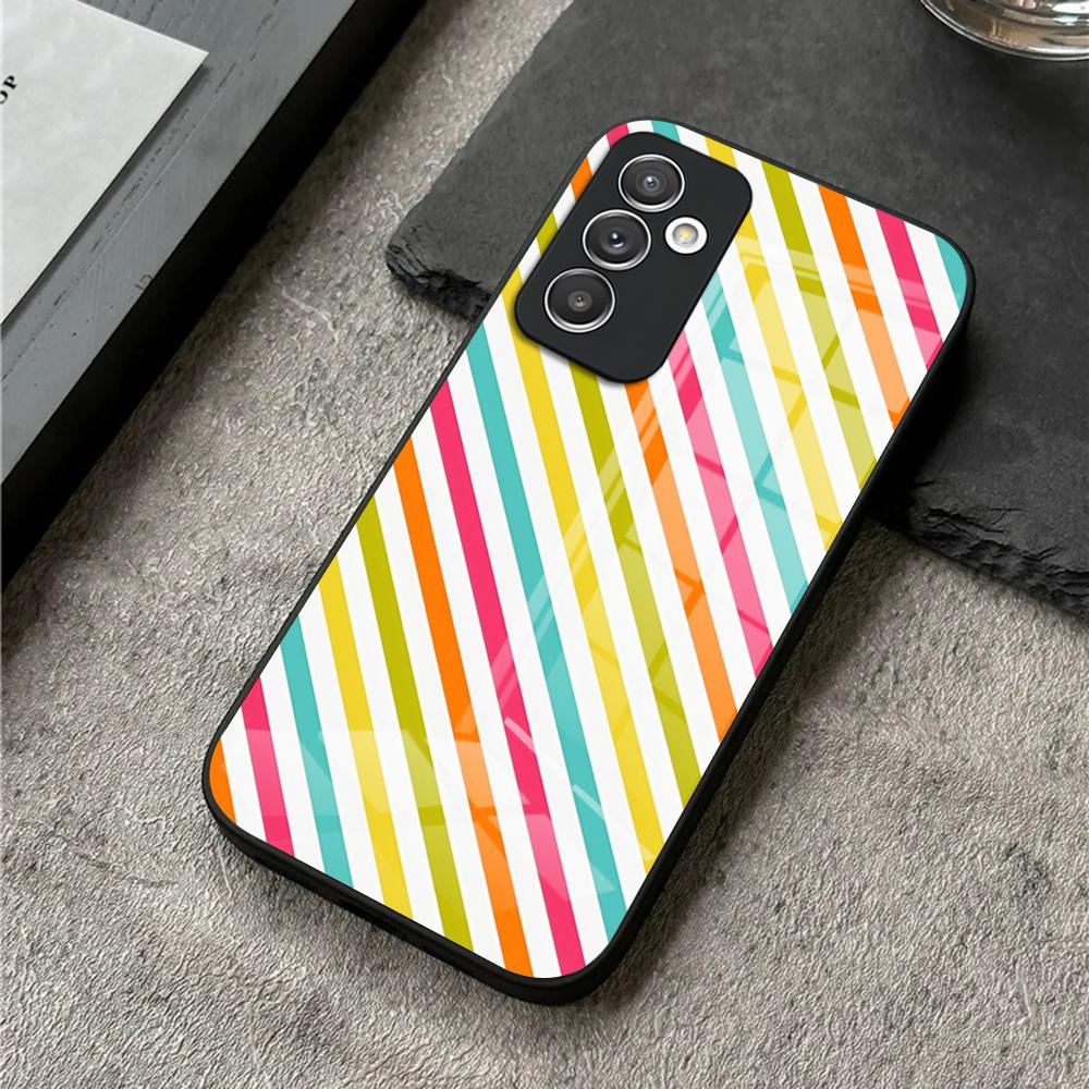 Colorful Rainbow Stripe Phone Case For S25 Ultra Samsung S26 S23 S24 Plus S22 S20 S21 Fe A54 A34 A53 A16 Glass Cover