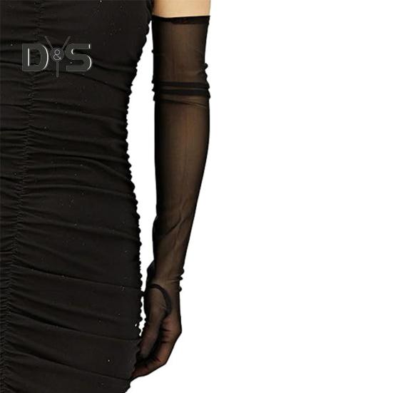 1 Paar Armstulpen für Damen für den Abschlussball, durchsichtiges Netz, verlängerter Sonnenschutz, ultradünn, für Auftritte, Braut, Hochzeit, Foto-Requisite, Armmanschetten