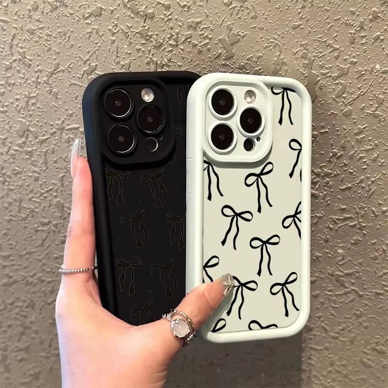Cute Black Bow Pattern Phone Case For Xiaomi Redmi Note 14 Pro 4G 15 13 12 11 Pro Plus Redmi Note 13 pro 5G Soft Silicone Cover