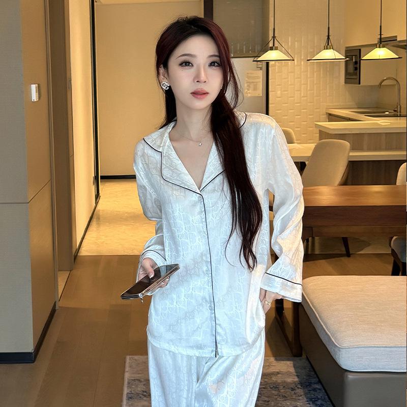 Autumn Two-piece Long-sleeved Trousers Jacquard Embroidered Suit Women's Pajamas Seasonal Style Pajamas