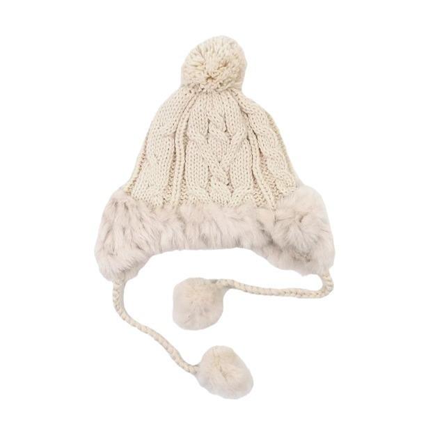 New Korean Winter Pullover Hat for Women Plus Velvet Thick Plush Knitted Outdoor Warm Wool Ball Ear Protection Hat