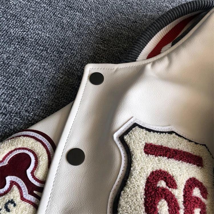 Korean Style Trendy PU Leather Casual Jacket with American Retro Embroidery for Men and Women