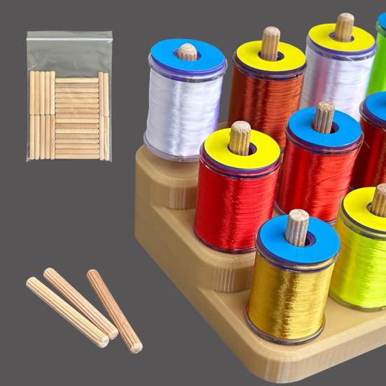 Fly Tying Thread Spool Stand Sturdy Construction Compact Design Multi-purpose Wooden Spools Thread Holder Organizer