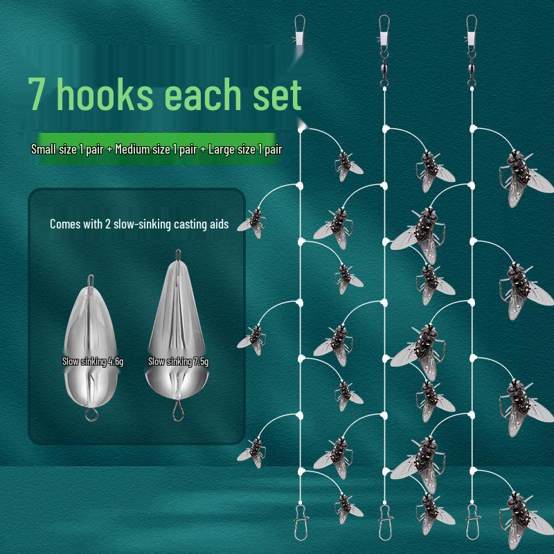 Fly Fishing Rig: Hook Set, Line, Lures, Soft Minnow Bait, Micro Fake Fish Bait