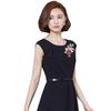 Brooch Pin Flower Shape Chic Decoration Alloy Rhinestone Inlaid Flower Brooch Pin for Wedding