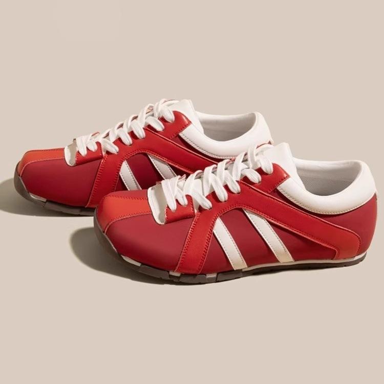 Yunfu Shu Red German training shoes for women's spring and summer 2025 new sports and leisure retro color matching platform zebra shoes