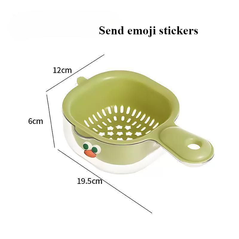 Drain Storage Basket with Handle Double Row Water Basket, Multi-purpose Fruit and Vegetable Filter, Detachable