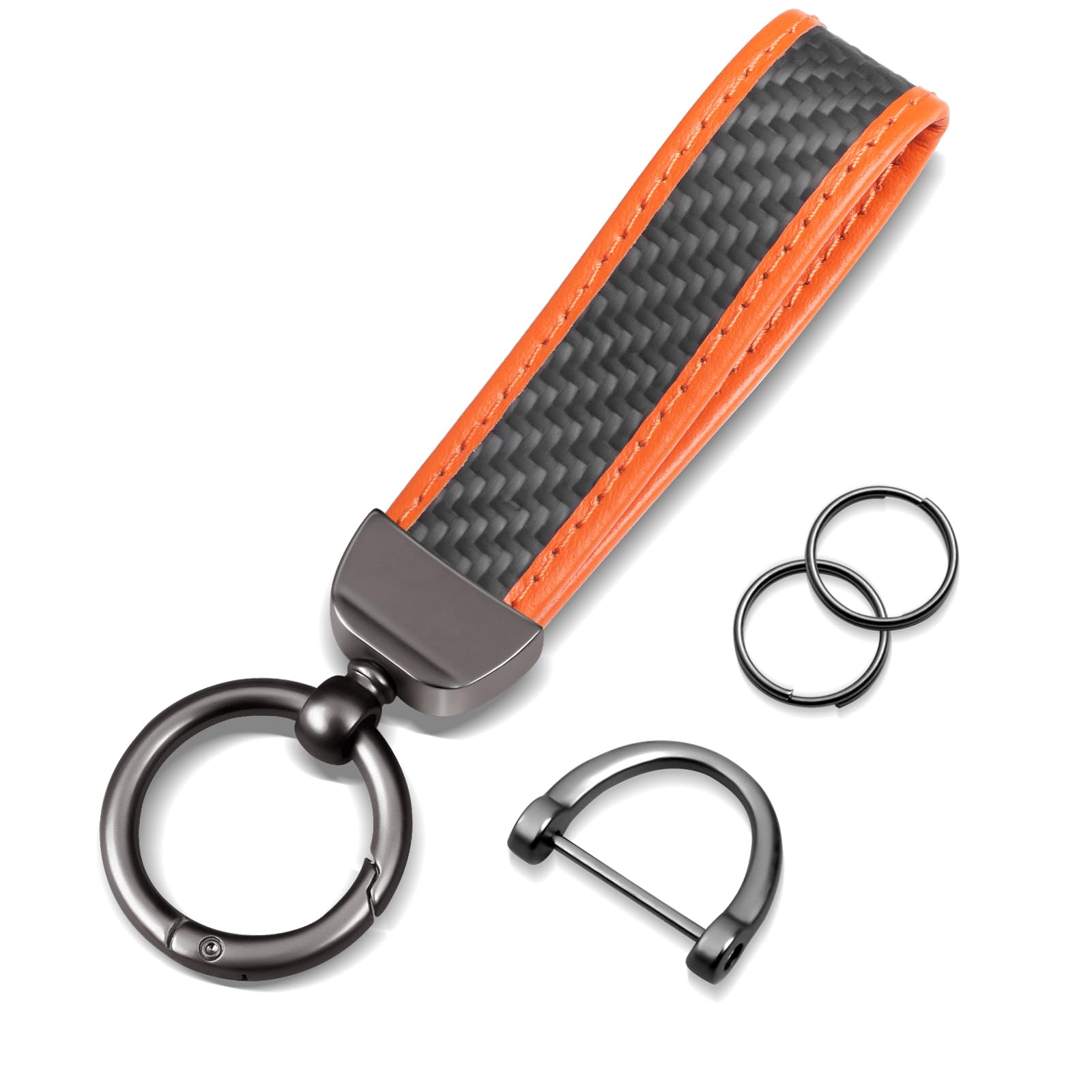 

T-carbon Real Carbon Car Keychain, Car Key Chain, Keychain, Stylish, Bike Key Ring, Key Ring, Car Key Accessory, Orange помаранчевий