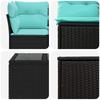 Sofa Set 8 Pieces Black and Blue Poly Rattan and Steel