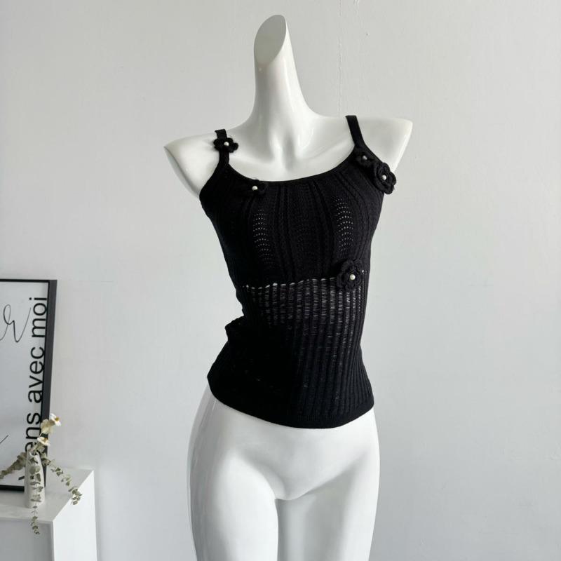 Women's Summer Floral Knit Cami Top Sleeveless Slim Fit Camisole