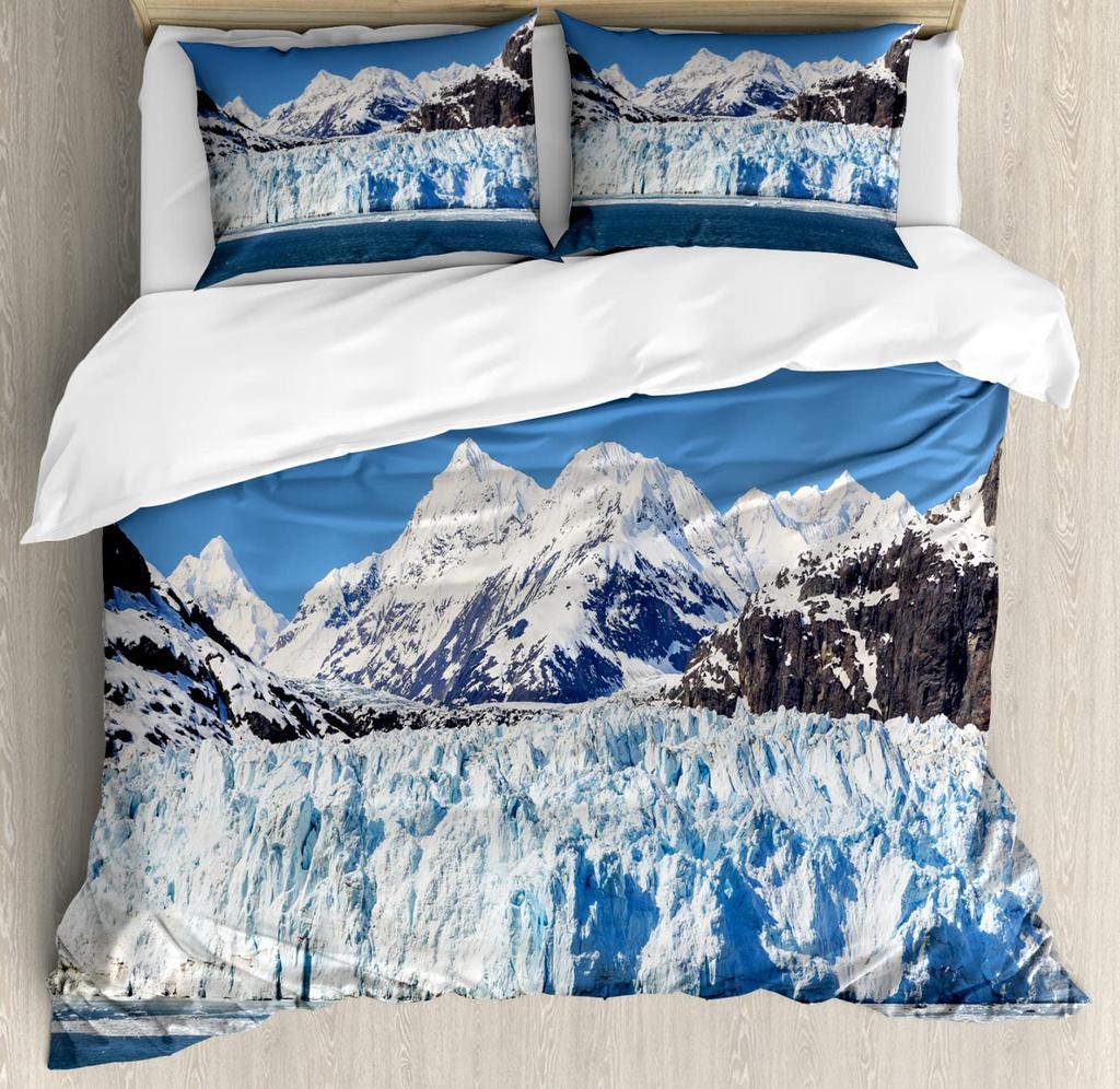 Crystal Duvet Cover for Kids Queen Lightweight Quilt Cover with 2 Pillowcase Ice Crystal Winter Themed Bedding Sets No Comforter