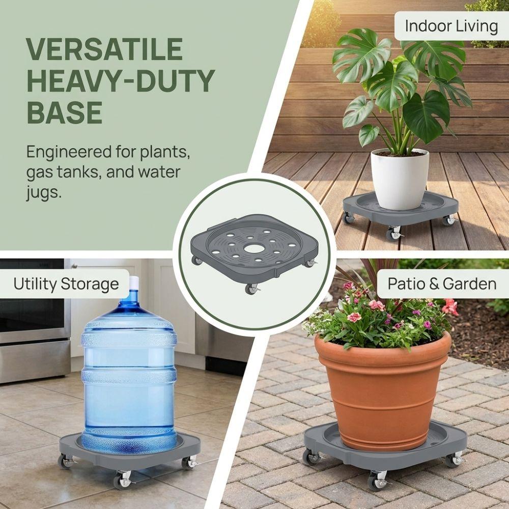 2PCS Heavy Duty Plant Roller Base Grey Movable Tray Durable Rolling Plant Caddy