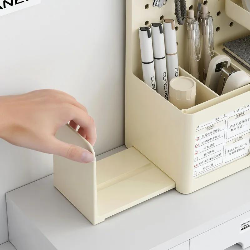 All In One Desk Storage Organizer With Pen Holder Pegboard And Drawers For School Office And Makeup Supplies