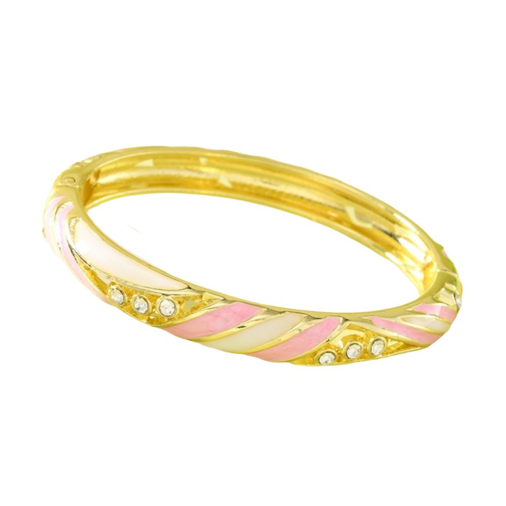 

Lines Shape Chinese Crystal Bangle Enamel Women s Hand Bracelet Jewelry Gifts StyleB Beige Pink