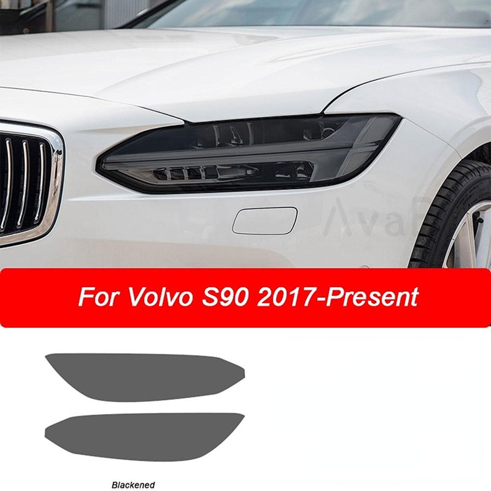 

PPF 2Pcs Car Headlight Protective Film Vinyl Protection Transparent Black TPU Sticker for Volvo S90 V90 2017-Present Accessories S90 blackened