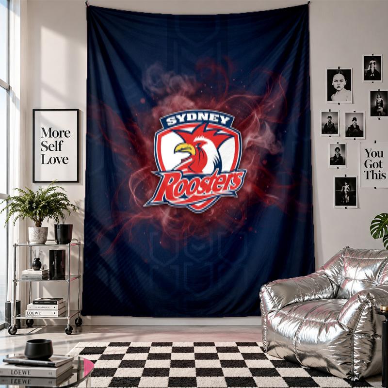 Tapisserie murale Sydney Roosters Décoration d'intérieur Tissu à suspendre au mur pour chambre à coucher Salon Arrière-plan