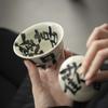 Retro Handwritten Ceramic Cover Bowl Teacup Kung Fu Tea Set Household Tea Bowl with Cover Anti-scalding Gourd Tea Bowl