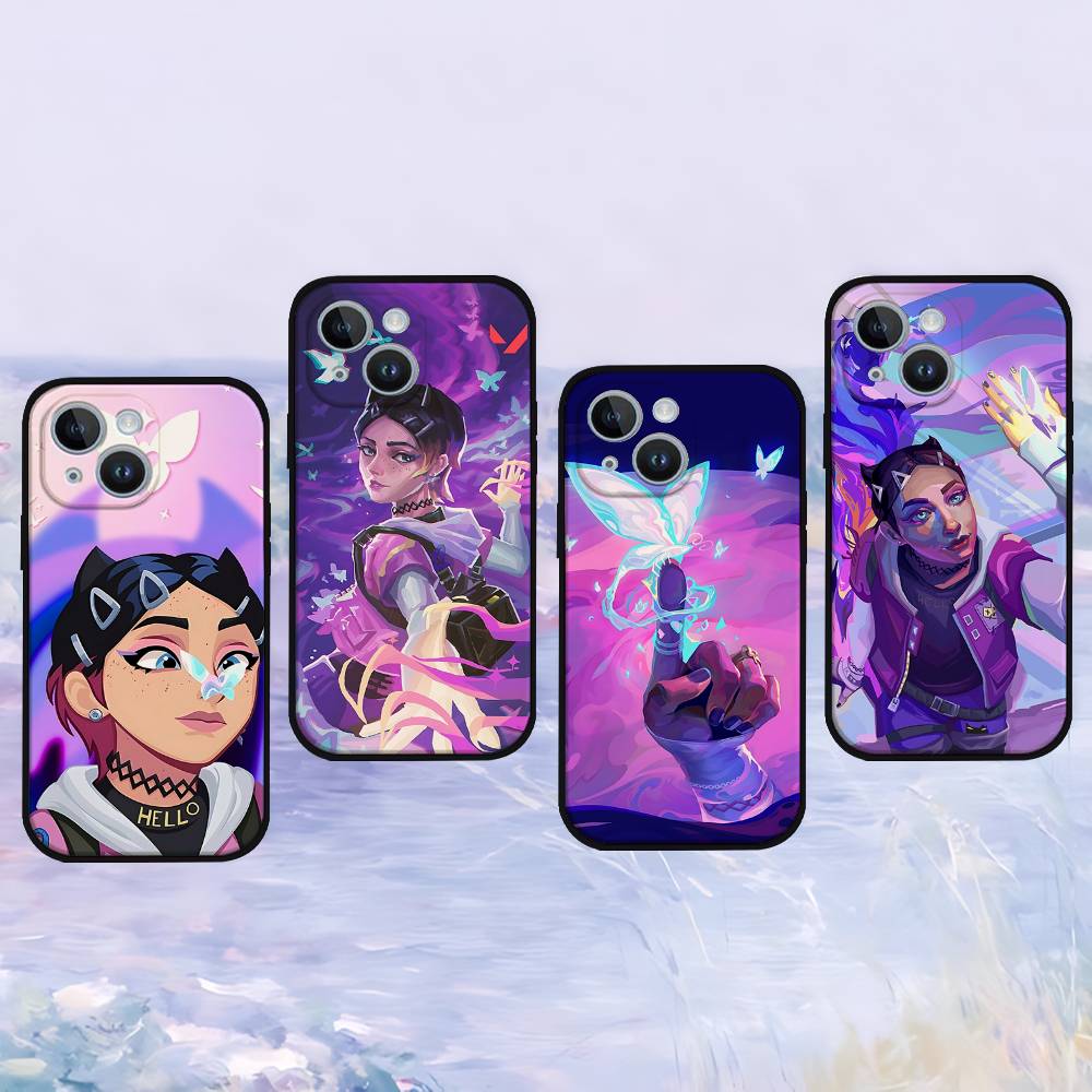 Cute C-Clove V-ValorantS Phone Case Phone Case For IPhone 17 16 15 14 13 12 11 X XR XS Plus Pro Max Mini Soft Black Cover