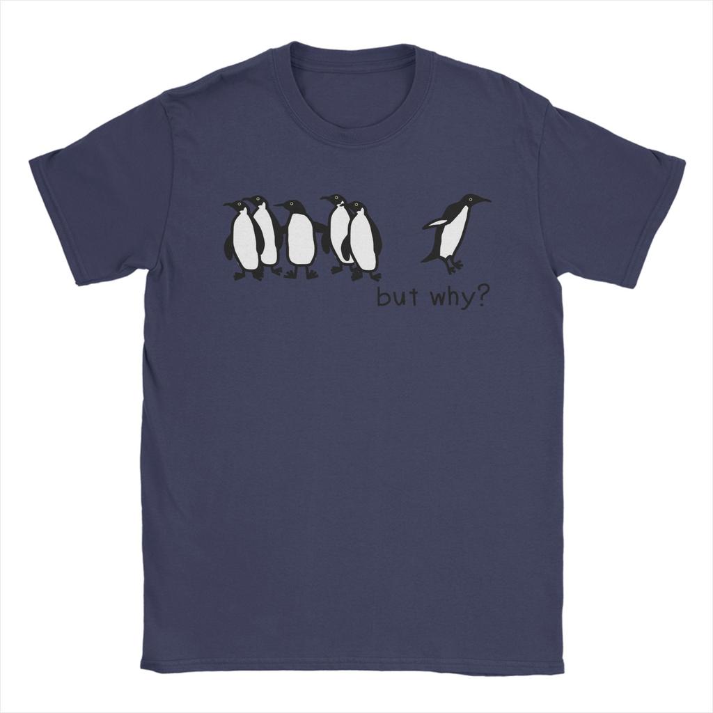 Nihilist Penguin But Why meme TShirt for Unisex Novelty Pure Cotton Tee Shirt Round Collar Short Sleeve T Shirts 6XL Tops