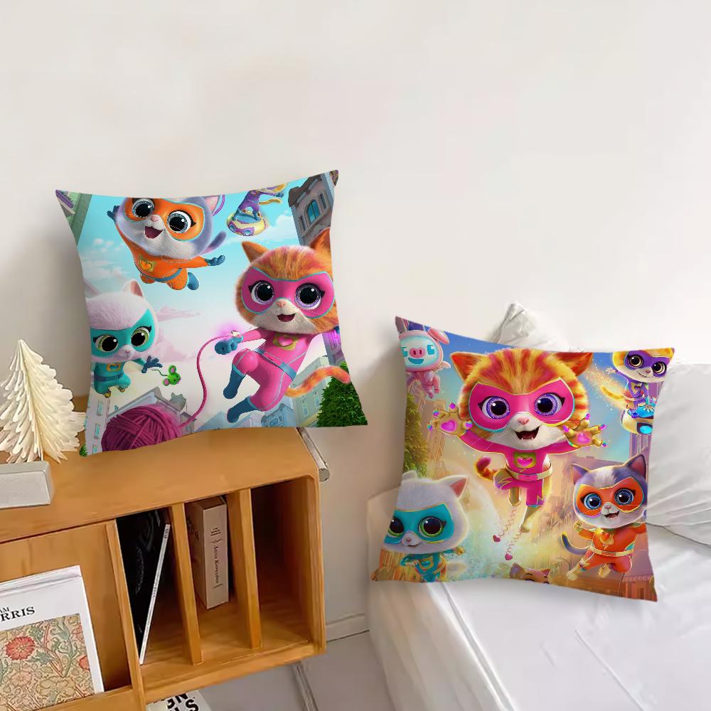 MINISO Cute Cartoon S-SuperKitties Cushion Cover Living Room Headboard Bedroom Office Cushion Cushion Sofa Nap Time Pillow Case