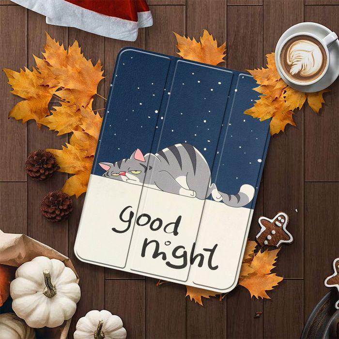 Coque + Verre Trempé - E.F.Connection - pour iPad 10,2" - Antichoc - Motif Chat - Silicone/PC