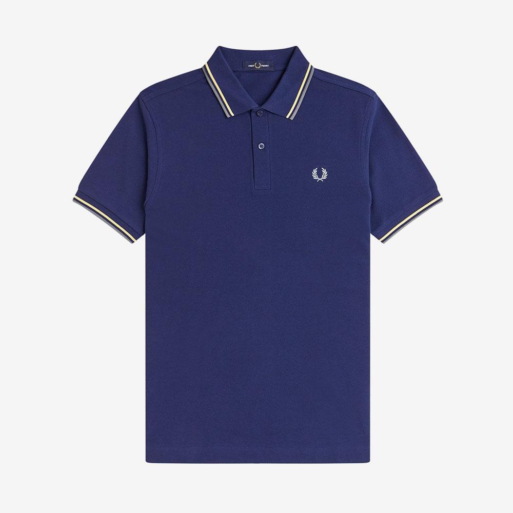 Fred Perry [M3600] Twin Tip Fred Perry Shirt - French Navy/Champions Gold/Stockport Blue Afpm2533600-48A