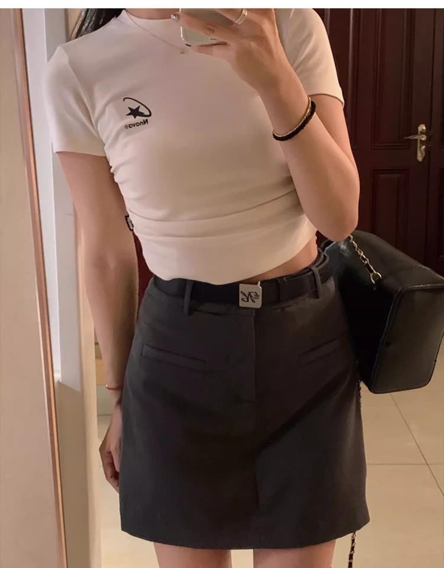 

Women s Dark Gray High Waist A-Line Mini Skirt - Plus Size, Slimming, Hip-Wrapping, Summer Style XL серый