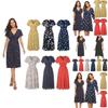 Abito Midi Floreale Boho da Donna con Scollo a V Manica Corta Estivo da Spiaggia Abito Casual