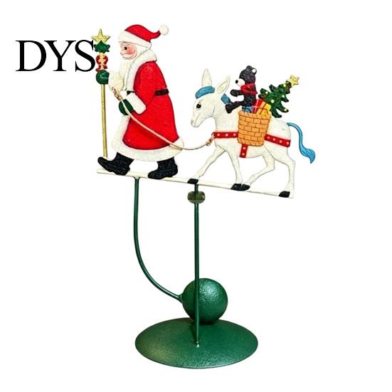 Festive Mantel Decoration Wobbly Santa on Reindeer Christmas Figurine, Metal Balancing Tabletop Decor, Table Decor Swinging Statue for Shelf