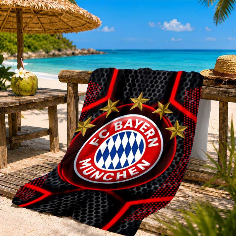 Munich FC Crest Printed Microfiber Beach Towel, Soft And Absorbent, Quick-Dry, Ideal for Summer Travel, Beach Essential, Swimming Pool