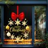 Christmas Stickers Gold Snowflake Static Cling Red Bow Window Decals Star Store Glass Decoration