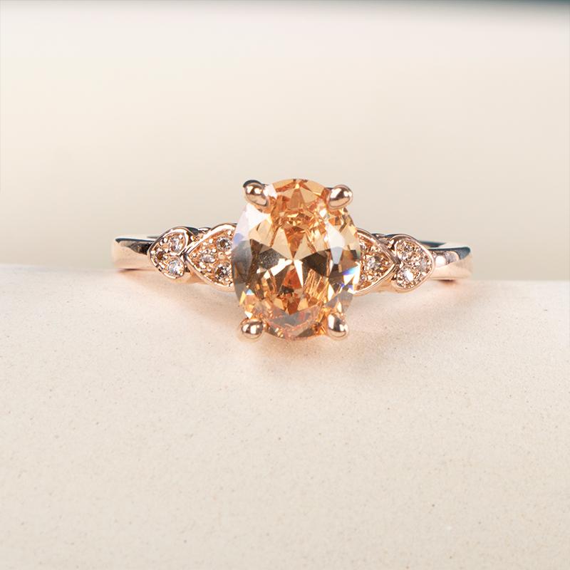 BELLA BOX Luxusní zásnubní prsten v barvě růžového zlata s kulatým zirkonovým křišťálovým kamenem oslnivý návrhový prsten
