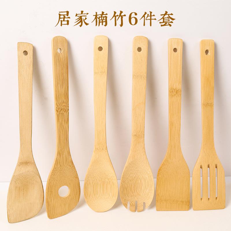 6pcs Kitchen Utensils Set Non-Stick Cookware For Kitchen Wooden Handle Soup Spoon Spatula Rice Spoon Shovel Kitchen Sets