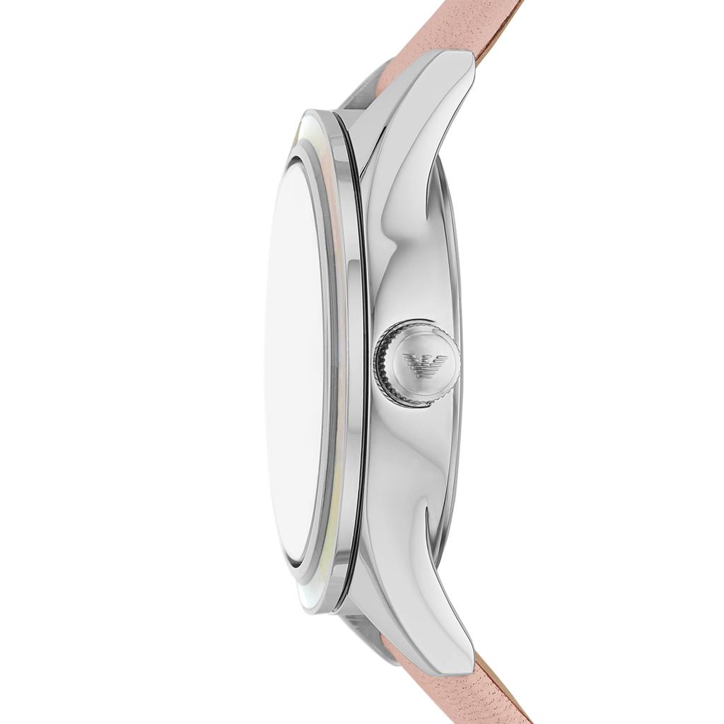 Emporio Armani Three-Hand Date Pink Leather Watch