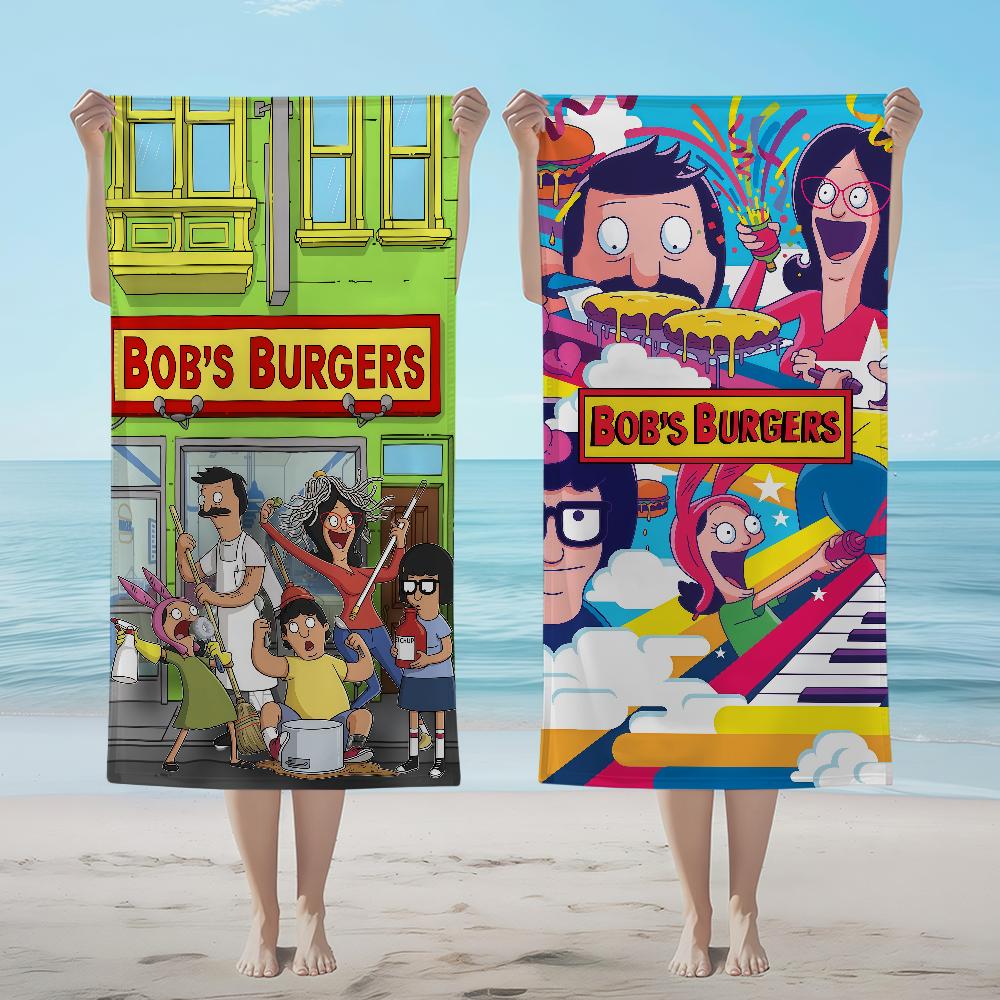 Cartoon B-BobsS B-BurgersS Towel Textile Bathrobe Beach Quick-Drying Lightweight Portable Camping Swim Pool Travel