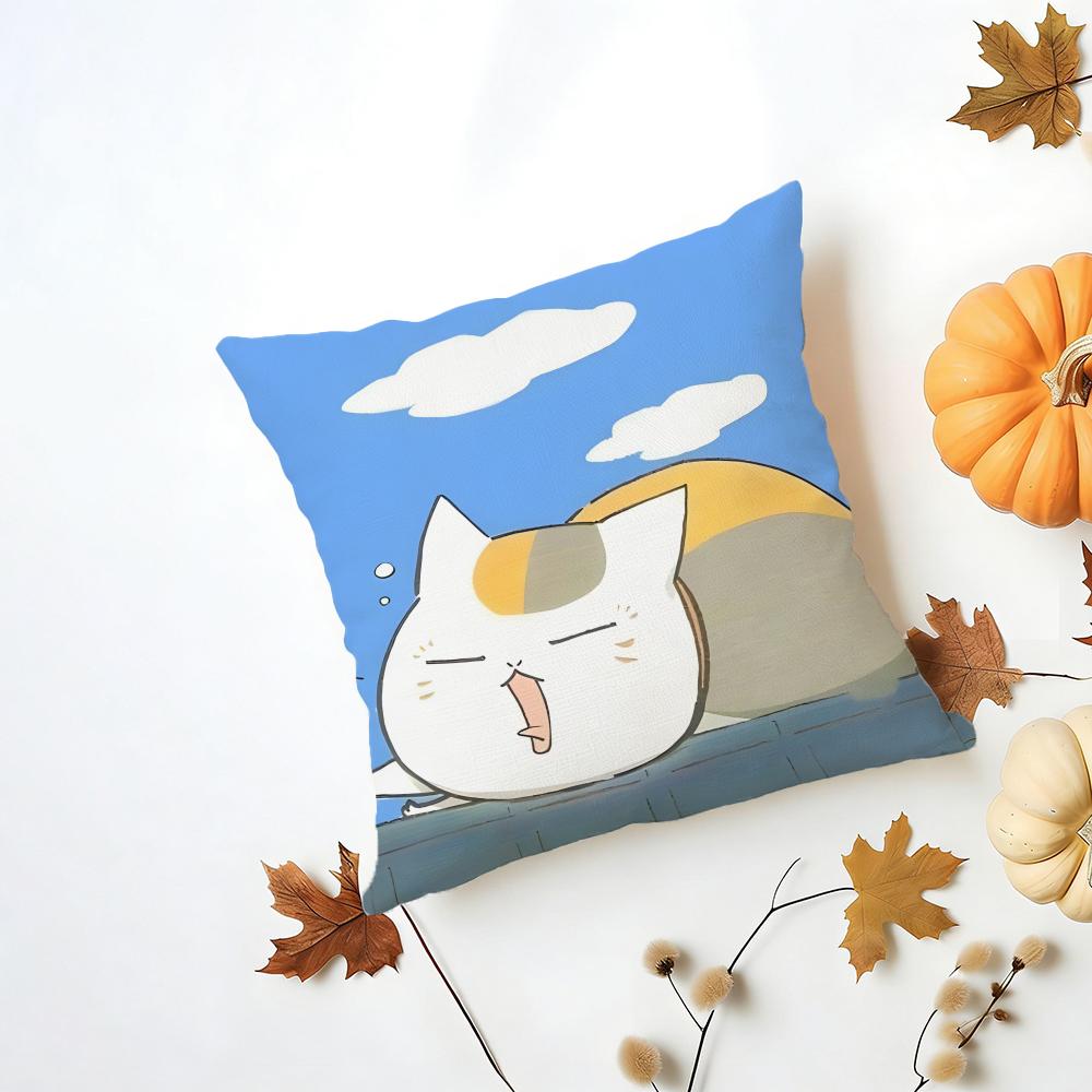 NNyankosensei Cushion Cover Washable Linen Pillowcase Soft for Daily Sofa Bed Home Room Decor