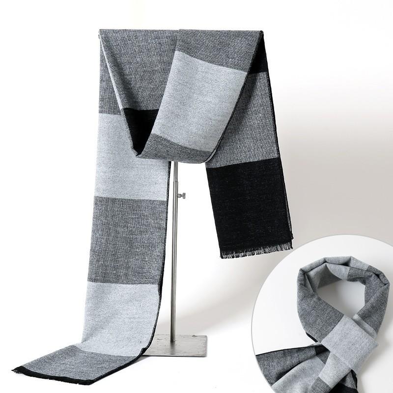 Plaid Men Scarf Winter Cashmere Warm Neckerchief Men'S Scarves Business Long Pashmina Shawl Christmas Gifts For Man