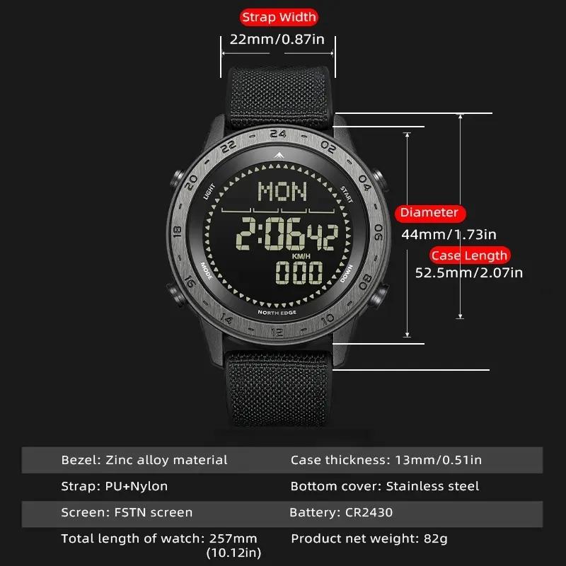 North EDGE TANK3 Men's Smart Watches Outdoor Sports Pedometer Calories Compass Waterproof 50M Multi Functional Montre Pour Homme