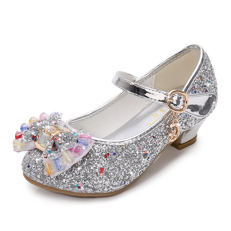 Nuove scarpe autunnali con paillettes, scarpe da principessa in pelle