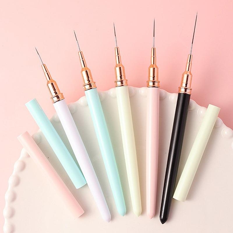 5Pcs Nail Art Liner Brush Set Uv Gel Nail Brushes Kits French Stripe Line Painting Drawing Flower Pen Professional Manicure Tool